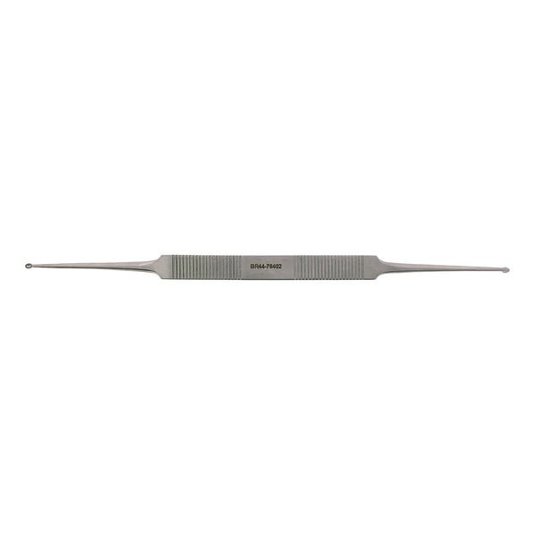 BR44-76402 - HOUSE Stapes Curette, strong angled, 2.25mm x 3mm and 2mm x 2.5mm cups, double ended, flat handle, 7"