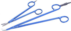 ELMED BIPOLAR SURGICAL SCISSORS, CURVED METZENBAUM, HEAVY DUTY SYNTHETIC BLUE INSULATION, TIP STYLE B - 3/4 OUTSIDE BLADE